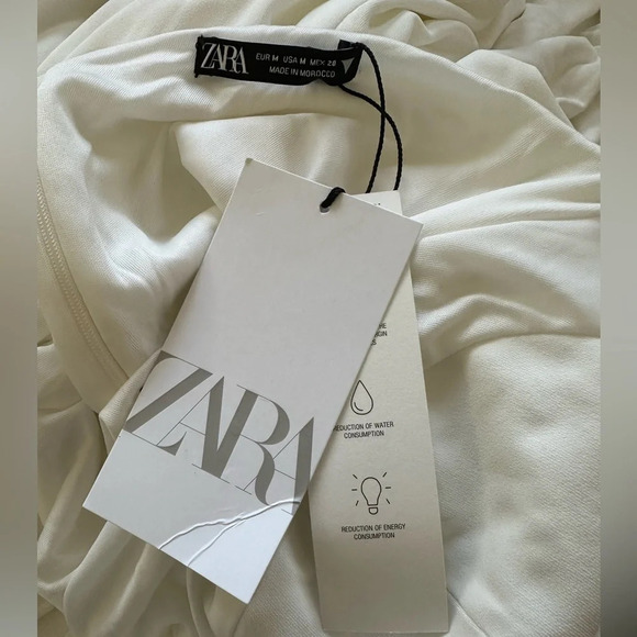 NWT Zara White Draped Midi Dress - Picture 13 of 13